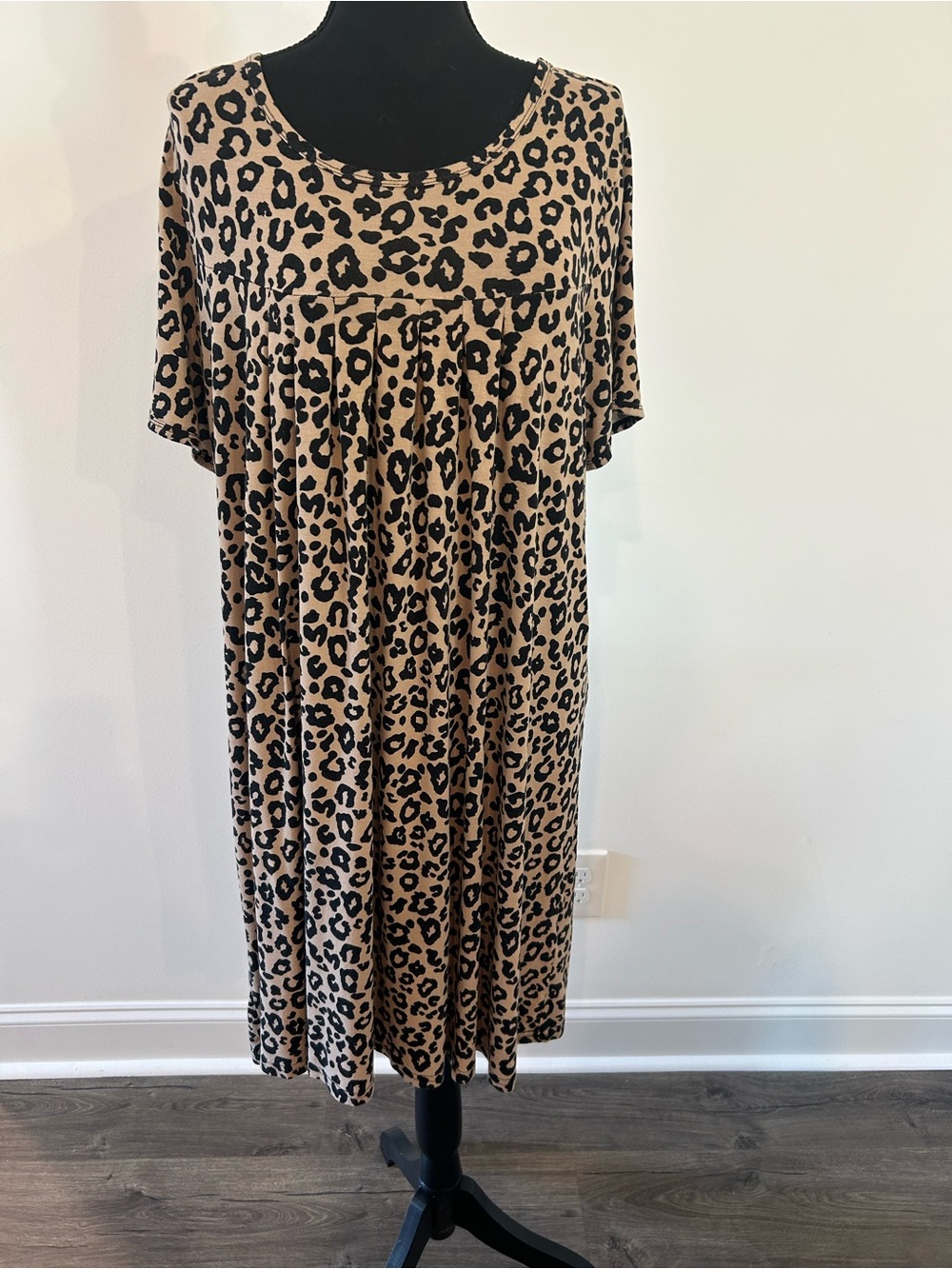 Women’s XL Leopard Print Babydoll Nightgown Short Sleeve Sleep Dress